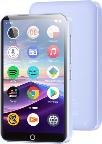 مشغل MP3 سعة 96 جيجابايت مزود بتقنية Bluetooth وWiFi، ومشغلات MP4 بشاشة تعمل باللمس IPS مقاس 4.0 بوصة، ومشغل موسيقى Android، ومكبر صوت مدمج، ودعم Spotify، وموسيقى Amazon، وDeezer، وAudible، وراديو FM، قابل للتوسيع حتى 1 تيرابايت in Kuwait