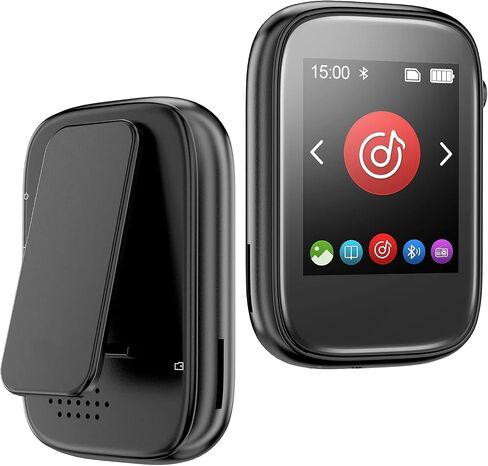 Portable Kids Mp3 Player with Clip on Back,Small Music Player with Bluetooth 5.3,Touch Screen,Biult-in Voice Record FM Radio,Micro SD Card Slot and Speaker for Outdoors Sports,Max 512GB Expand in Saudi Arabia