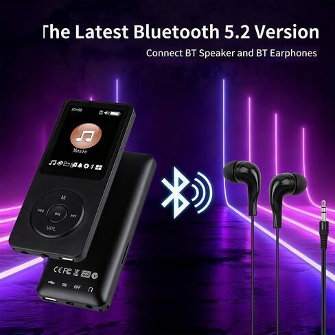 MP3 Player with Bluetooth - Portable Music Player for Kids - with Built-in HD Speaker, Voice Recorder, HiFi Sound, E-Book, Included Earphones in Saudi Arabia