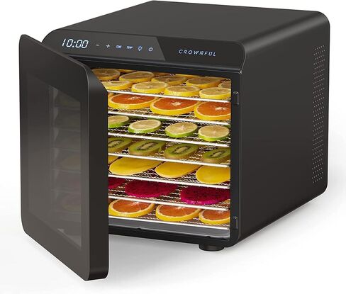 CROWNFUL Food Dehydrator Machine, 7 Stainless Steel Trays, Large Drying Space Dehydrated Dryer, Adjustable Timer and Temperature Control, Dryer for Jerky, Fruit, Meat, Herbs, 30+ Free Online Recipes in Kuwait
