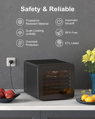 CROWNFUL Food Dehydrator Machine, 7 Stainless Steel Trays, Large Drying Space Dehydrated Dryer, Adjustable Timer and Temperature Control, Dryer for Jerky, Fruit, Meat, Herbs, 30+ Free Online Recipes in Kuwait