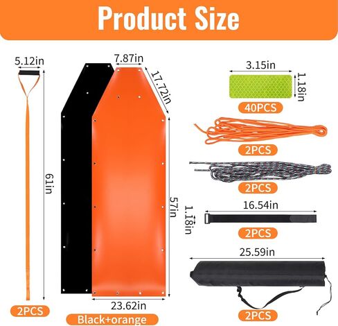 2 PCS 1.2MM Thickened Pull Deer Sled for Hunting Tear Resistant Deer Drag Sled Game Hauler cart for Hauling Trophy Heavy Duty Hunting Accessories with Drag Harness and Handle(2, Orange + Black) in Saudi Arabia