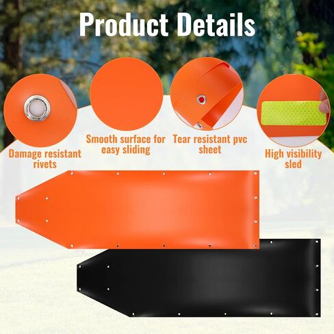 2 PCS 1.2MM Thickened Pull Deer Sled for Hunting Tear Resistant Deer Drag Sled Game Hauler cart for Hauling Trophy Heavy Duty Hunting Accessories with Drag Harness and Handle(2, Orange + Black) in Saudi Arabia