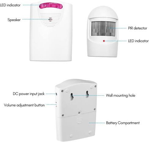 Ejoyous Driveway Alarm, Multifunctional Wire Less Driveway Alarm IR Motion Sensor Alarm Doorbell, Home Security Alert System 1 Receiver 2 Transmitters for Home Outdoor Use in Saudi Arabia