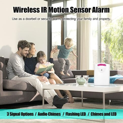 Ejoyous Driveway Alarm, Multifunctional Wire Less Driveway Alarm IR Motion Sensor Alarm Doorbell, Home Security Alert System 1 Receiver 2 Transmitters for Home Outdoor Use in Saudi Arabia