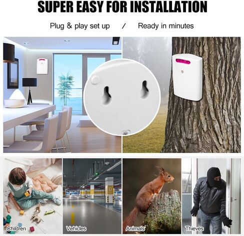 Ejoyous Driveway Alarm, Multifunctional Wire Less Driveway Alarm IR Motion Sensor Alarm Doorbell, Home Security Alert System 1 Receiver 2 Transmitters for Home Outdoor Use in Saudi Arabia