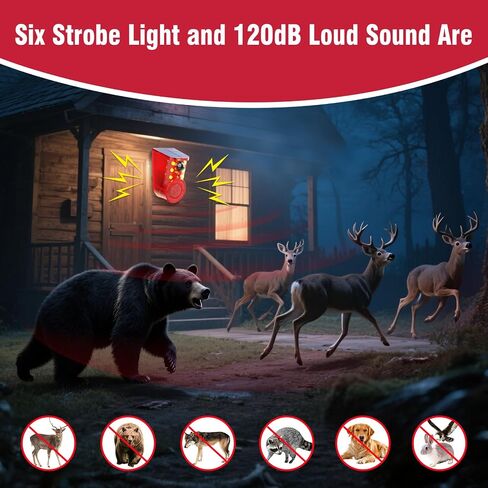 ChunHee Solar Outdoor Motion Sensor Alarm 3 Working Mode Motion Activated Alarm 120dB Loud Sound Noise Maker IP65 Waterproof Motion Detector with Strobe Light for Yard Farm Garden (2PC) in Kuwait