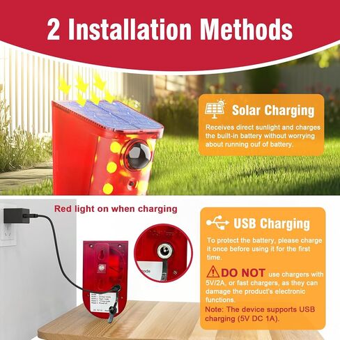 ChunHee Solar Outdoor Motion Sensor Alarm 3 Working Mode Motion Activated Alarm 120dB Loud Sound Noise Maker IP65 Waterproof Motion Detector with Strobe Light for Yard Farm Garden (2PC) in Kuwait
