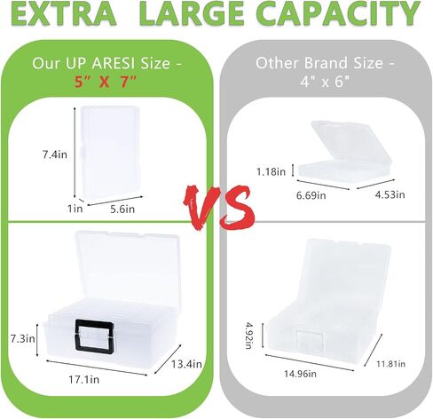 UP ARESI Photo Case 5" x 7" Photo Box Storage and Craft Keeper - 18 Inner Photo Keeper Photo Organizer Cases Photos Storage Containers Box for Photos (Clear) (1Pack) in Saudi Arabia