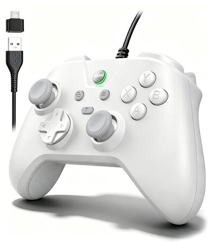 Wired Controller for PC Windows/Android/Tablet/Switch/PS4/PS3, 1000Hz Polling Rate Plug and Play Gaming Gamepad Joystick with USB C Adapter, Dual Motors, Turbo, 6.56ft Cable, Ultra-Low Latency, Black in Saudi Arabia