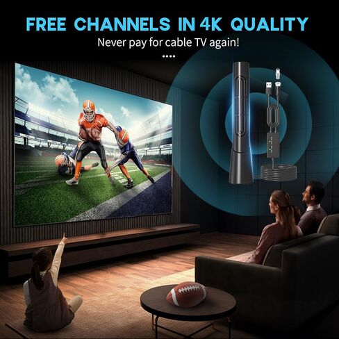 RUPA 4k TV Antenna Indoor for Smart TV Indoor Outdoor for Local Channels, 2025 Amplified HD Digital TV Antenna Long 1500 Miles Range Support All TV, 16 FT Coax HDTV Cable & Amplifier Signal Booster in Saudi Arabia