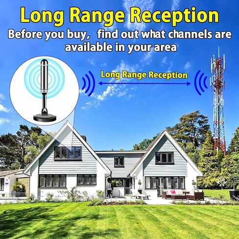 TV Antenna Indoor for All Smart TVs, HD Digital Antenna with 124Miles 360° Long Range Reception, Strong Magnetic Base and Easy Installation Antennas with 9.95FT Cable in Kuwait
