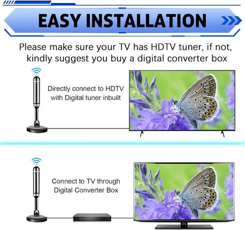 TV Antenna Indoor for All Smart TVs, HD Digital Antenna with 124Miles 360° Long Range Reception, Strong Magnetic Base and Easy Installation Antennas with 9.95FT Cable in Kuwait