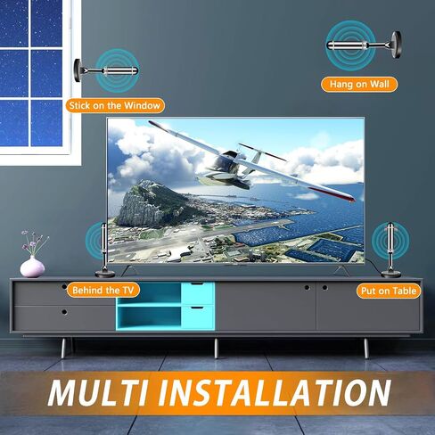 TV Antenna Indoor for All Smart TVs, HD Digital Antenna with 124Miles 360° Long Range Reception, Strong Magnetic Base and Easy Installation Antennas with 9.95FT Cable in Kuwait