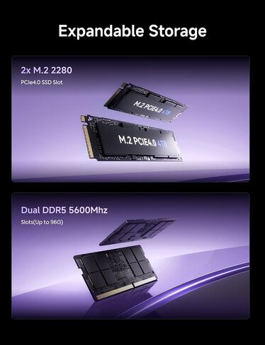 كمبيوتر مكتبي صغير الحجم MINISFORUM X1-255 AMD Ryzen 7 255(8C/16T) إصدار هيكلي، مخرج فيديو HDMI2.1|DP2.0|2xUSB4، منفذ Oculink 1x، منفذ 2.5G RJ45/WiFi7/BT5.4، كمبيوتر شخصي صغير لرسومات AMD Radeon in Kuwait