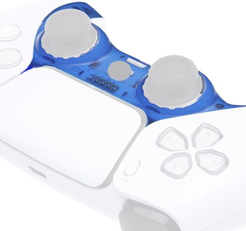 eXtremeRate Clear Blue Decorative Trim Shell Compatible with p s 5 Controller, DIY Replacement Clip Shell, Custom Plates Cover Compatible with p s 5 Controller with Accent Rings in Saudi Arabia