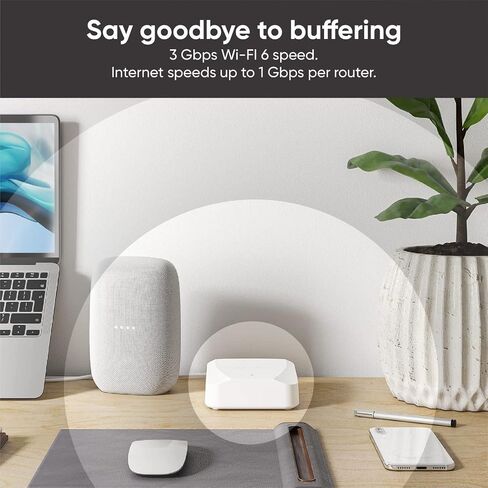 Wyze AX3000 Dual-Band Wi-Fi 6 Mesh Router System, Covers up to 3000 Sq. Ft, 100+ Devices, Replaces Router and Extender, Supports Wired Backhaul, 2x 1 Gbps Ports per router - 2 Pack (Renewed) in Saudi Arabia