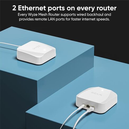 Wyze AX3000 Dual-Band Wi-Fi 6 Mesh Router System, Covers up to 3000 Sq. Ft, 100+ Devices, Replaces Router and Extender, Supports Wired Backhaul, 2x 1 Gbps Ports per router - 2 Pack (Renewed) in Saudi Arabia