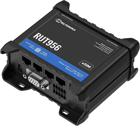 Teltonika RUT956 RUT956A30A00 Industrial 4G LTE Cellular Router, Dual SIM with eSIM, Wi-Fi & Ethernet, RS232/RS485, GNSS, Compatible with AT&T, Verizon & T-Mobile, North America Version in Saudi Arabia