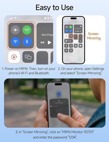 Vlog Selfie Monitor Screen for iPhone & Android,Magnetic Phone Back Camera Selfie Monitor Screen for Vlog Live Stream TikTok,Built-in Speaker,Built-in Shutter Button,7-Hour Long Battery Life (Update) in Saudi Arabia