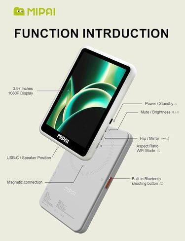 Vlog Selfie Monitor Screen for iPhone & Android,Magnetic Phone Back Camera Selfie Monitor Screen for Vlog Live Stream TikTok,Built-in Speaker,Built-in Shutter Button,7-Hour Long Battery Life (Update) in Saudi Arabia