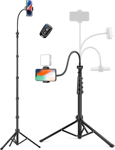 Phone Tripod Stand, 84" Tall Flexible Cellphone Tripod for iPhone with Gooseneck Remote in Saudi Arabia