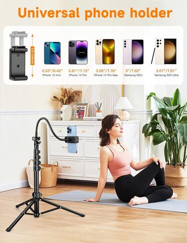 Phone Tripod Stand, 84" Tall Flexible Cellphone Tripod for iPhone with Gooseneck Remote in Saudi Arabia