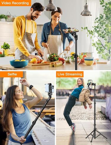 Phone Tripod Stand, 84" Tall Flexible Cellphone Tripod for iPhone with Gooseneck Remote in Saudi Arabia