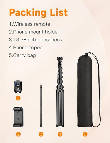 Phone Tripod Stand, 84" Tall Flexible Cellphone Tripod for iPhone with Gooseneck Remote in Saudi Arabia