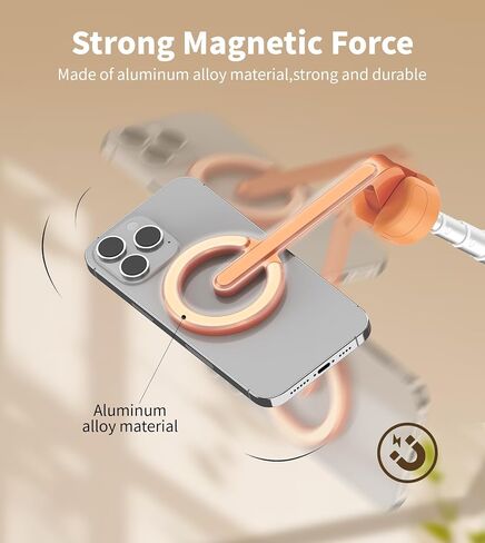TONEOF Magnetic Selfie Stick Tripod with Aluminum Strong Magnetic Holder for Magsafe, 360° Rotatable Travel Phone Tripod Stand with Metal Ring & Rechargeable Remote for iPhone/Android in Saudi Arabia