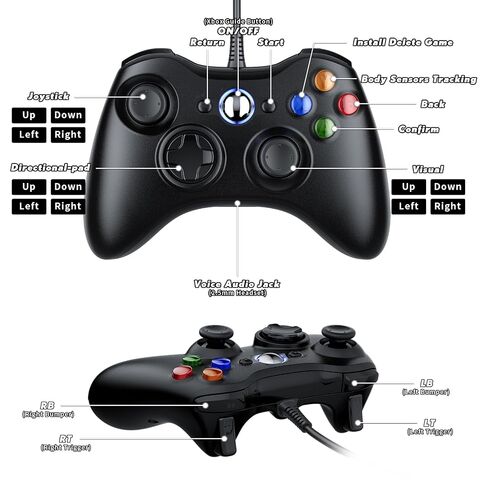 Gamrombo Wired Controller for Xbox 360, Compatible with xbox 360/360 S/360 E, with Dual-Vibration, 2.5mm headphone Jack in Saudi Arabia