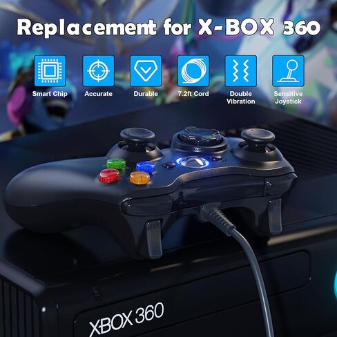 Gamrombo Wired Controller for Xbox 360, Compatible with xbox 360/360 S/360 E, with Dual-Vibration, 2.5mm headphone Jack in Saudi Arabia