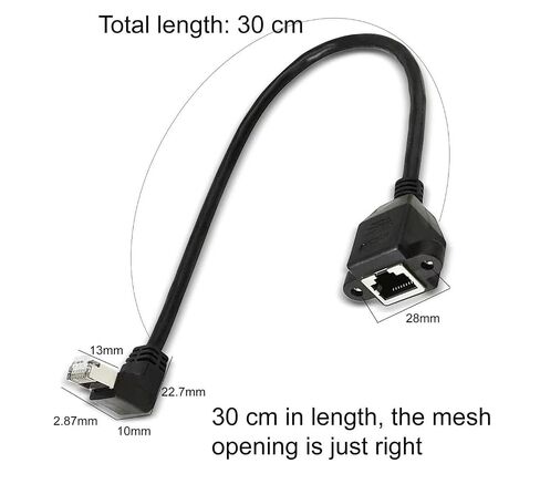 90 Degree Upward RJ45 Ethernet Adapter Cable, Upward Male to Female LAN Connector Switch Adapter Compatible with CAT5 and CAT6 sockets（30 CM） in Saudi Arabia