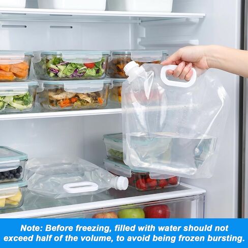 MAQUITA 20 Pcs Emergency Foldable Water Bag, 1.3 Gal Foldable Water Container Bag, 26 Gal Total Clear Plastic Storage for Camping, Hiking, Travel, Emergency, BPA Free, Leakproof, Freezable in Saudi Arabia