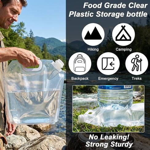 MAQUITA 20 Pcs Emergency Foldable Water Bag, 1.3 Gal Foldable Water Container Bag, 26 Gal Total Clear Plastic Storage for Camping, Hiking, Travel, Emergency, BPA Free, Leakproof, Freezable in Saudi Arabia