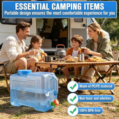 Ropoy 15L 3.3 Gallon Portable Water Container with Spigot, BPA-Free Food Grade Water Storage Tank, Leak Proof Drinking Water Jug for Camping Hiking Picnic Car Travel Emergency in Saudi Arabia