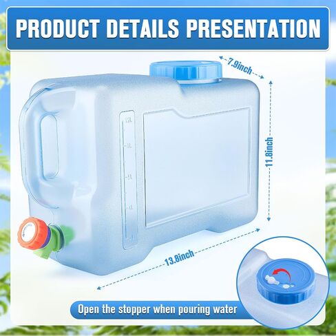Ropoy 15L 3.3 Gallon Portable Water Container with Spigot, BPA-Free Food Grade Water Storage Tank, Leak Proof Drinking Water Jug for Camping Hiking Picnic Car Travel Emergency in Saudi Arabia