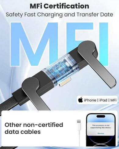 USB C to Lightning Cable with Built-in Phone Stand, MFi Certified 30W PD Fast Sideways iPhone Charger, 90 Degree Type C to Lightning Cable, 2 in 1 Invisible Holder Charger Cable for iPhone 14-5, iPad in Kuwait