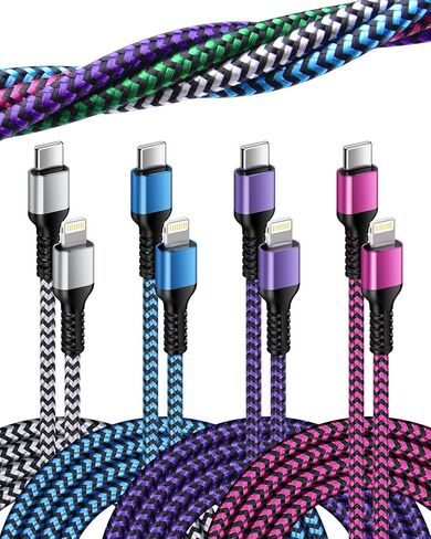 USB Type C to Lightning Cable, [10ft/4Pack] Long iPhone Fast Charger Cable in Kuwait