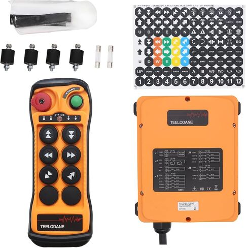 Q606 12V/24V Industrial Wireless Remote Control 6 Button Dual Speed, IP65 Waterproof, Reinforced Nylon Housing, Heavy Duty Radio Controller (AC/DC 12-24V (1T1R)) in Kuwait