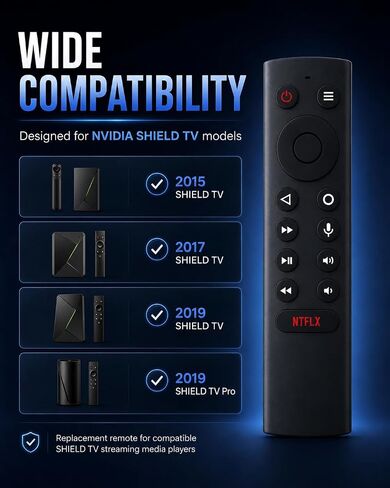 بديل للتحكم عن بعد الصوتي بإضاءة خلفية لتلفزيون NVIDIA Shield وShield TV Pro، متوافق مع موديلات 2015 2017 2019 ومشغل الوسائط المتدفقة، سهل الاقتران in Kuwait