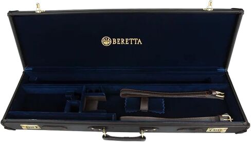 Beretta SVPD104 Leather Over & Under Wool Felt Lined Gun Case, Black in Saudi Arabia
