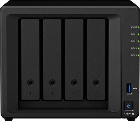 Synology DiskStation DS920+ NAS Server for Business with Celeron CPU, 8GB DDR4 Memory, 1TB M.2 SSD, 16TB HDD, DSM Operating System in Saudi Arabia