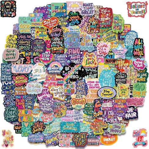 200PCS Holographic Motivational Stickers, Positive Affirmation Stickers for Women Adults Teens Students, Inspirational Quote Vinyl Decals for Water Bottles Laptop Vision Board Supplies in Kuwait