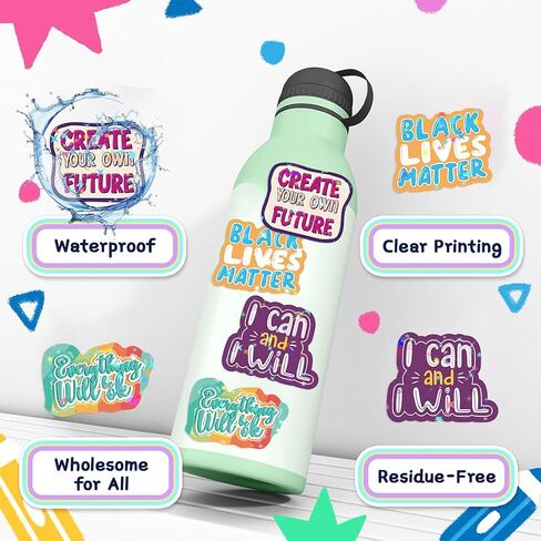 200PCS Holographic Motivational Stickers, Positive Affirmation Stickers for Women Adults Teens Students, Inspirational Quote Vinyl Decals for Water Bottles Laptop Vision Board Supplies in Kuwait