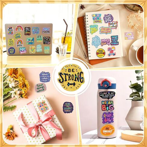 200PCS Holographic Motivational Stickers, Positive Affirmation Stickers for Women Adults Teens Students, Inspirational Quote Vinyl Decals for Water Bottles Laptop Vision Board Supplies in Kuwait