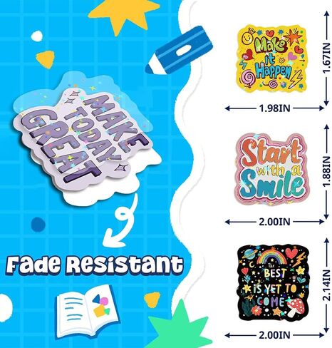 200PCS Holographic Motivational Stickers, Positive Affirmation Stickers for Women Adults Teens Students, Inspirational Quote Vinyl Decals for Water Bottles Laptop Vision Board Supplies in Kuwait