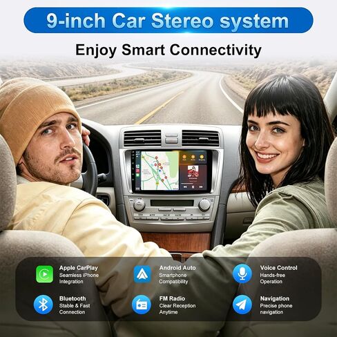 Car Radio for Toyota Camry 2006-2011 Wireless Carplay Android Auto,9 inch HD IPS Touch Screen Car Stereo with Mirror Link 10 Band DSP Audio/Bluetooth/FM/SWC in Kuwait