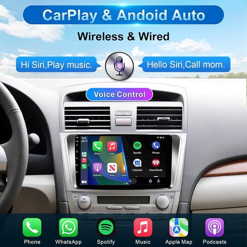 Car Radio for Toyota Camry 2006-2011 Wireless Carplay Android Auto,9 inch HD IPS Touch Screen Car Stereo with Mirror Link 10 Band DSP Audio/Bluetooth/FM/SWC in Kuwait