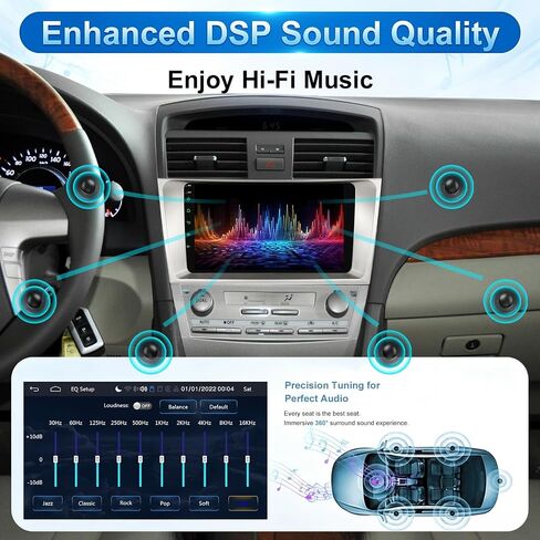 Car Radio for Toyota Camry 2006-2011 Wireless Carplay Android Auto,9 inch HD IPS Touch Screen Car Stereo with Mirror Link 10 Band DSP Audio/Bluetooth/FM/SWC in Kuwait